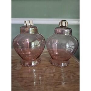 2 Vintage Home Interior Homco PINK Glass CELESTE Votive Peg CUPS with Grommets